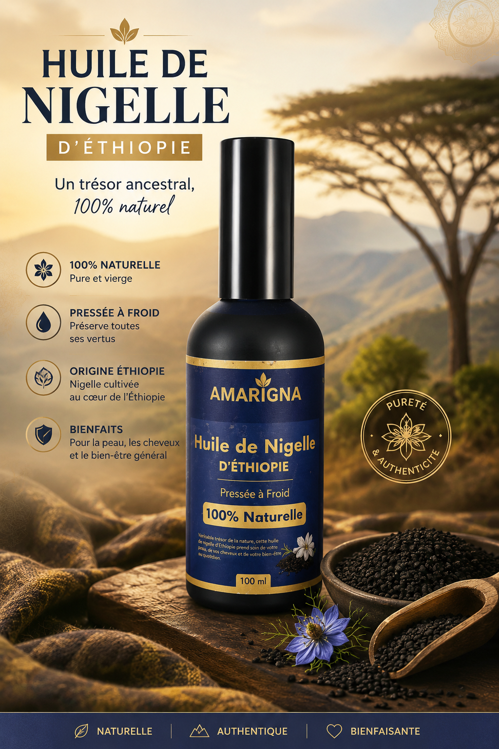Amarigna - Huile de Nigelle d'Éthiopie 100ml